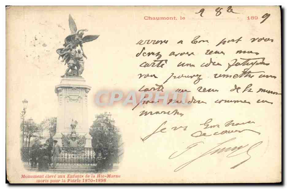 CPA Militaria Monument eleve aux enfants de la Haute Marne morts pour la patrie 1870 1898 Chaumont 