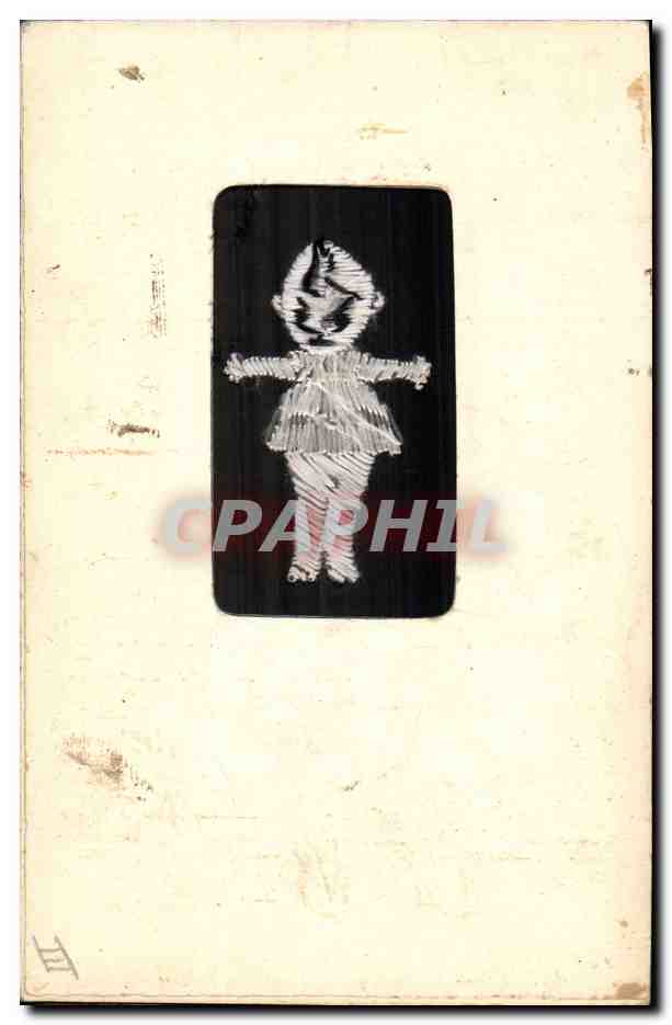CPA Fantaisie Toilee Fleurs Enfant Elephant Chat Fer a cheval Trefle — Rückseite
