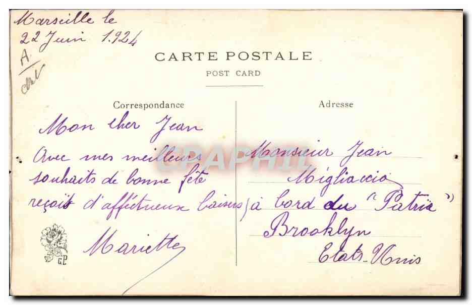 CPA Fantaisie Toilee Fleurs Fer a cheval Hirondelle — Rückseite