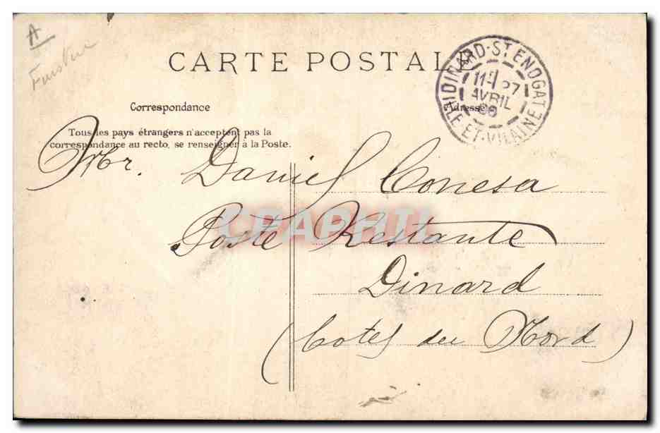 CPA Folklore Un gars de Quimper — Verso