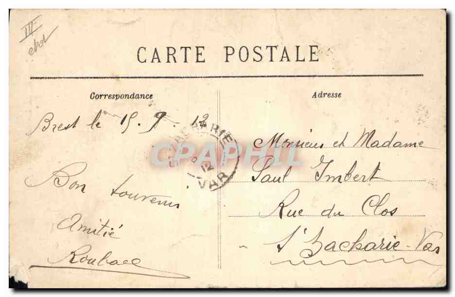 CPA Folklore Jeune GAs des environs de Quimper Bretagne — Rückseite