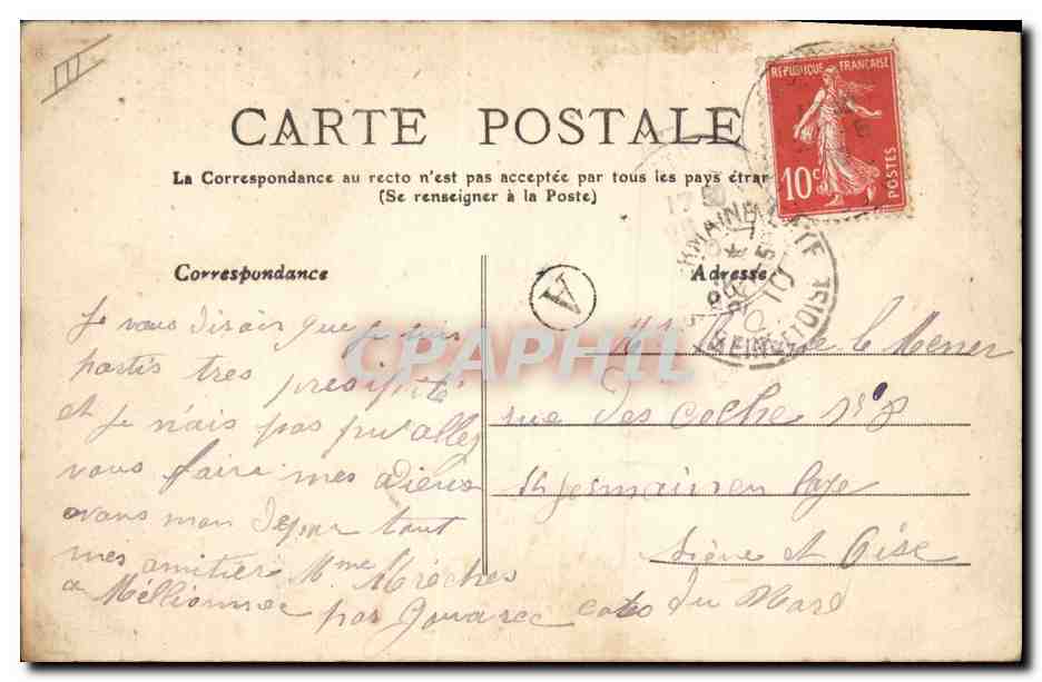 CPA Folklore Jeune homme de Guemene — Verso