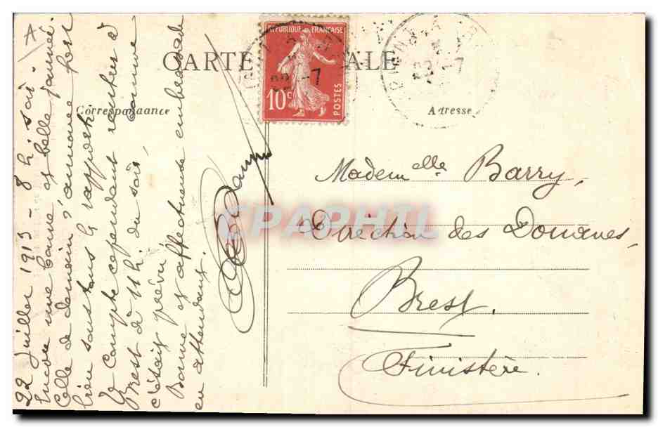 CPA Folklore Jeune fille de Vannes — Verso