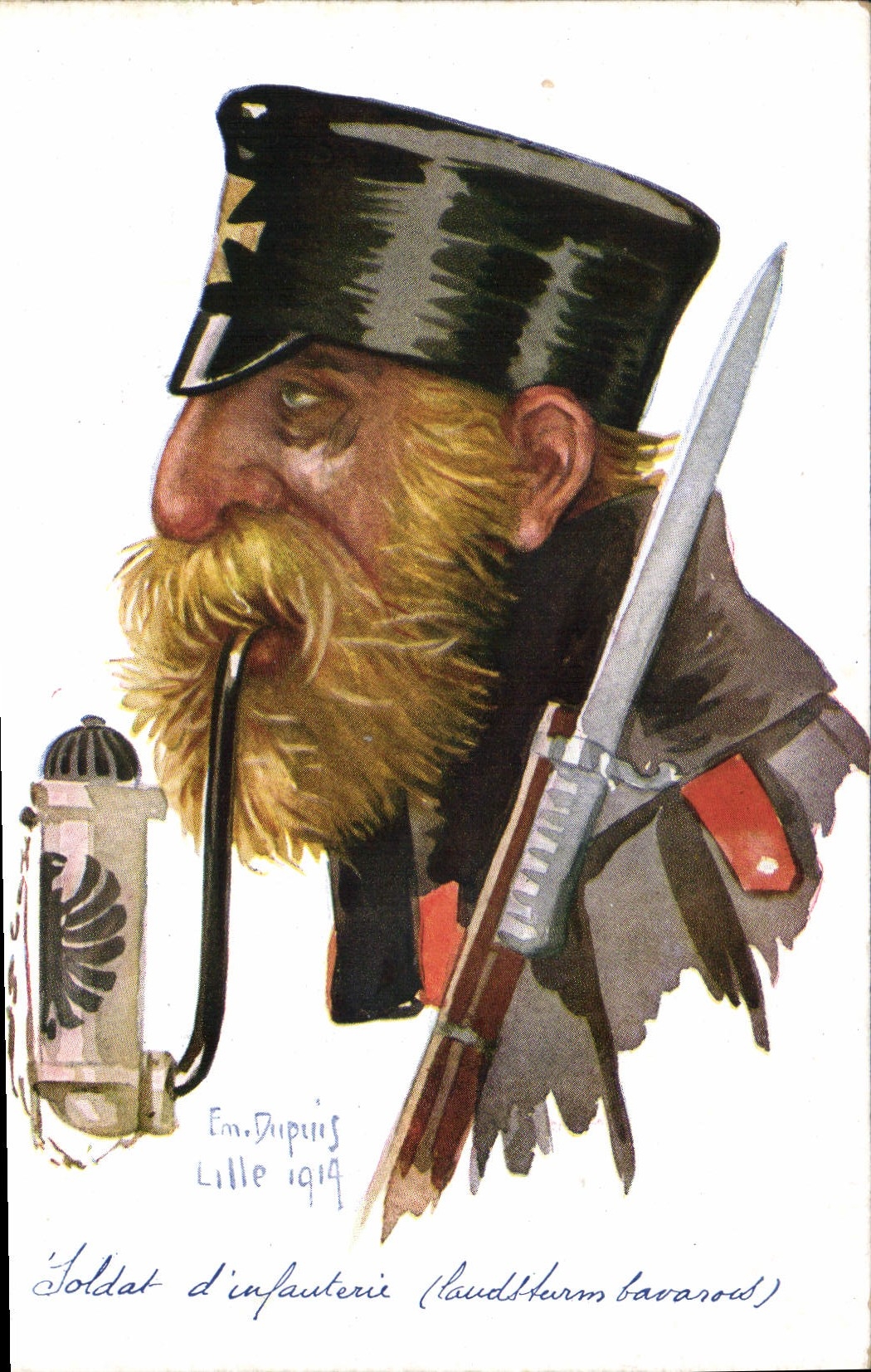 CPA Fantaisie Illustrateur Dupuis Militaria Soldat d'infanterie Baviere Bavarois