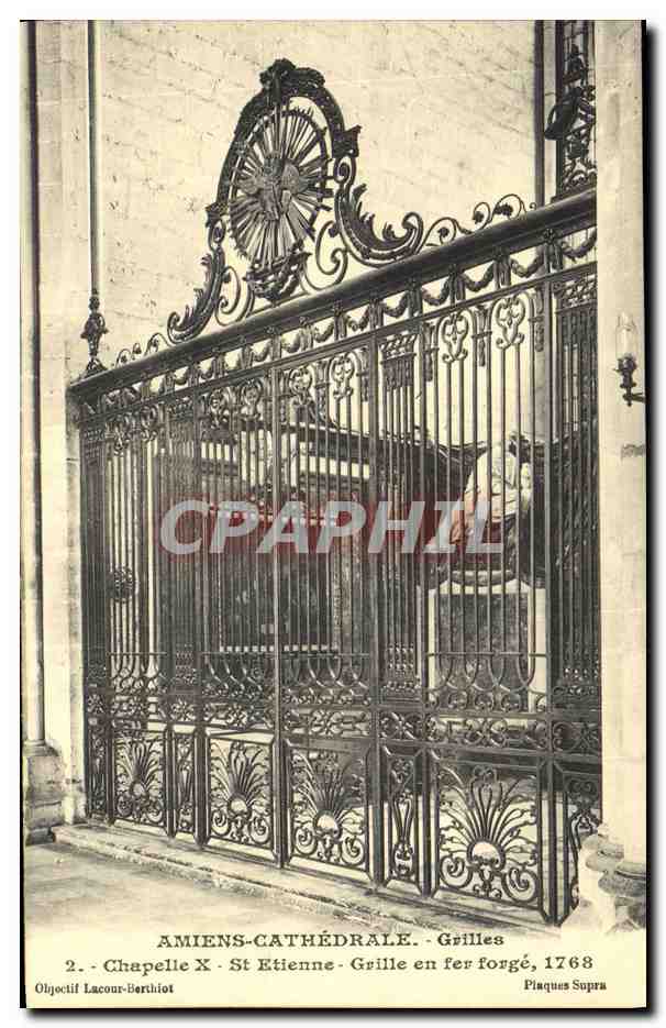 Amiens-Cathédrale - Chapelle Saint-Étienne - Grille en fer forgé, 1768 — Objectif Lacour-Berthiot
