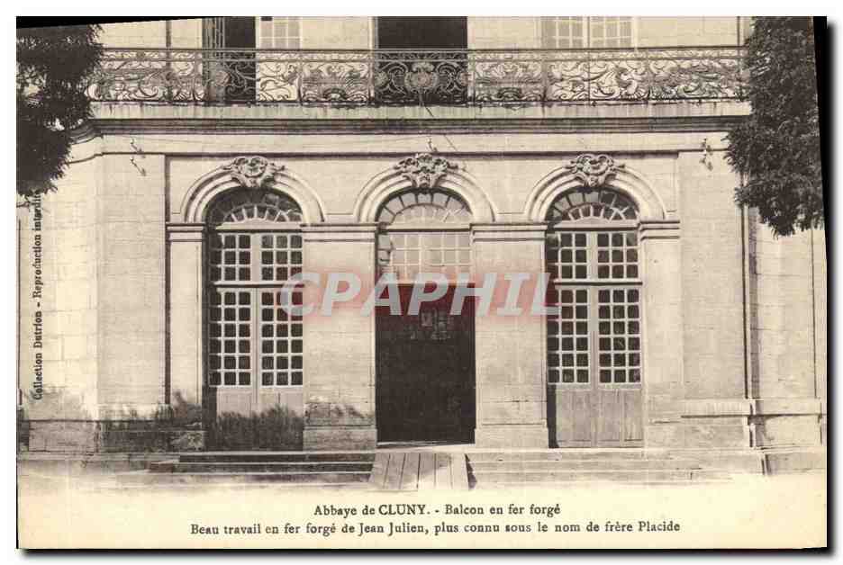 Abbaye de Cluny — Balcon en fer forgé de Jean Julien, plus connu sous le nom de frère Placide — Collection Dattrion - Reproduction manuelle