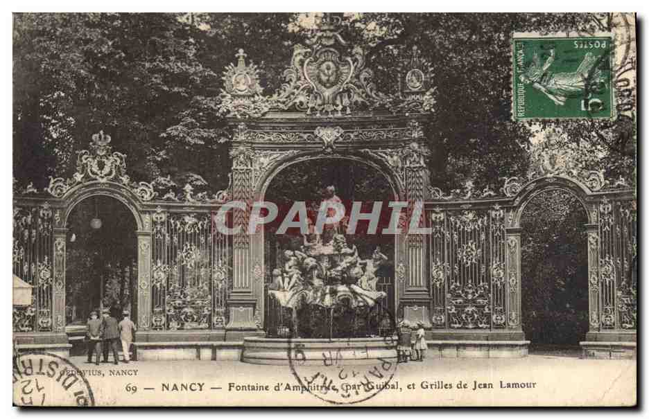 CPA Nancy Place Stanislas Fontaine d'Amphitrite Grilles de Jean Lamour