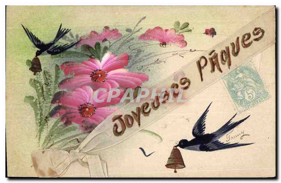 Fleurs et hirondelles — Joyeuses Pâques — Tanny