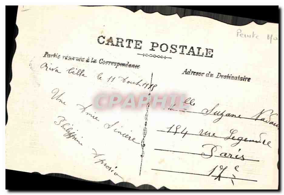 Drapeaux français et italien — fleur rose — affectueux souvenir et bonne fête — éditeur non visible — Rückseite