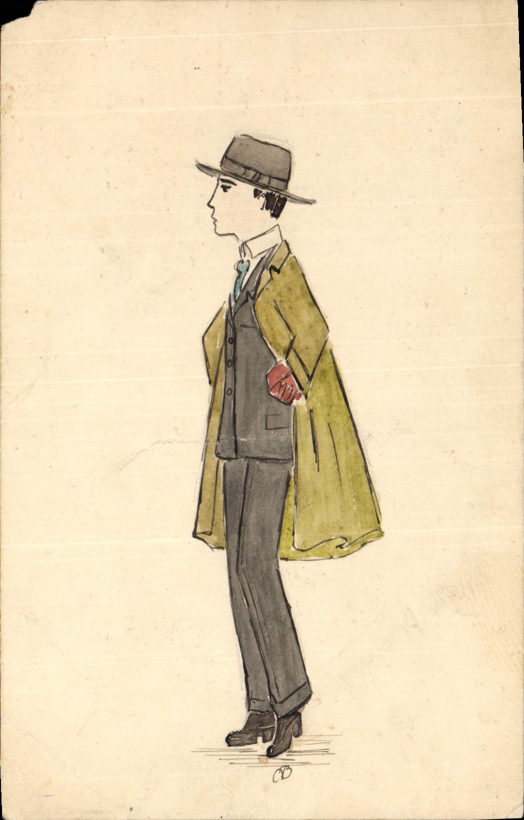 CPA Fantaisie (dessin a la main) Homme
