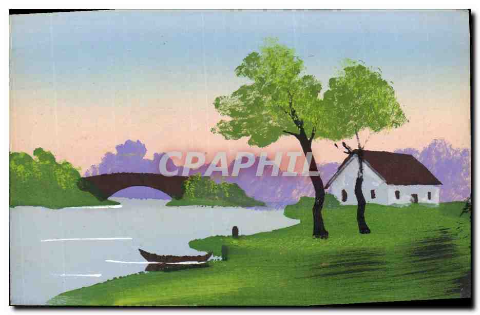 Paysage avec pont et maison — éditeur CPAPHIL, n° de série 21