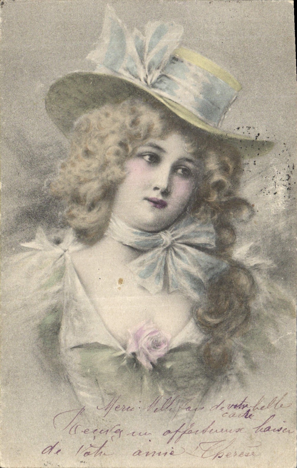 Jeune femme en chapeau à plumes — portrait — M. M. Vienne, éditeur