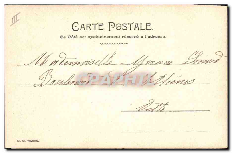 Jeune femme en robe à volants — M. M. Vienne, éditeur — n° III — Rückseite