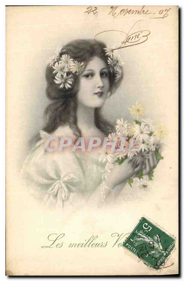 Jeune femme aux fleurs — éditeur M. M. Vienne, n° 322