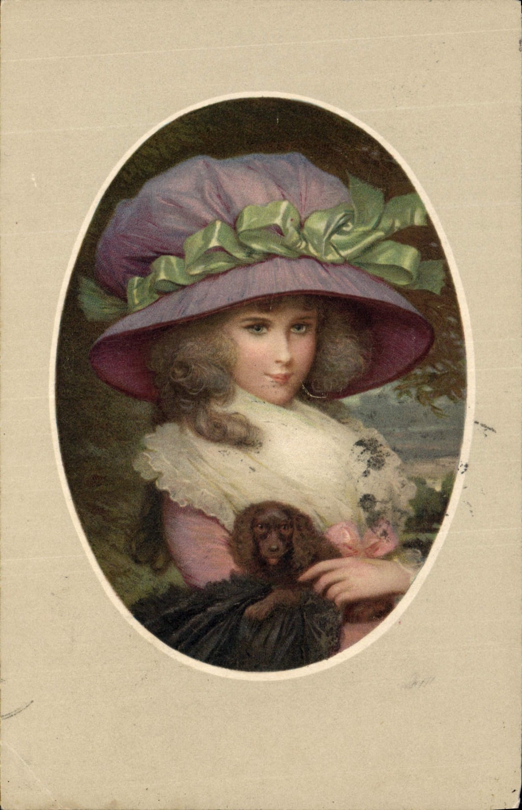 Jeune femme avec un chien — illustration — M. M. Vienne, n° 5590