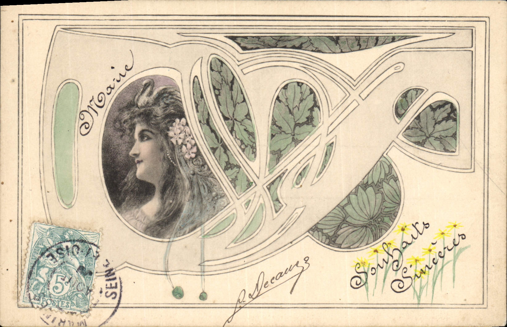 Femme au profil — Art nouveau — éditeur P. Decaux