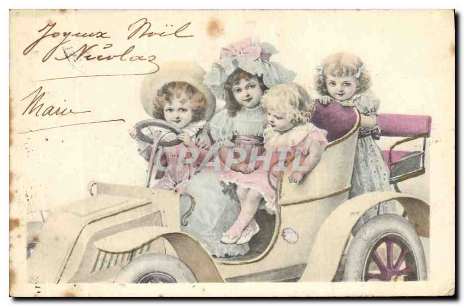 CPA Fantaisie Enfants Automobile 