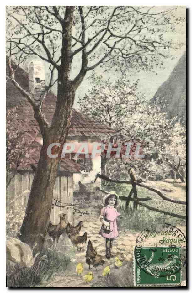 CPA Fantaisie Enfant Poules 