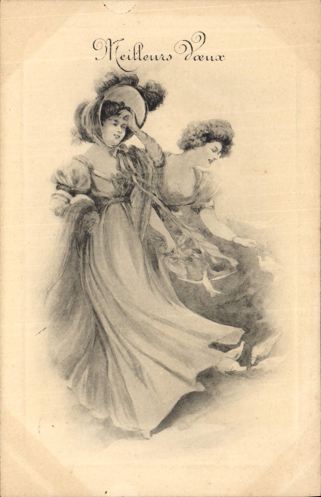 Deux femmes en robe longue — Meilleurs Vœux — Série 8005, Paris
