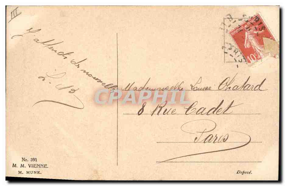 Danseurs de Noël — éditeur M. M. MUNK, n° 391 — Reverso
