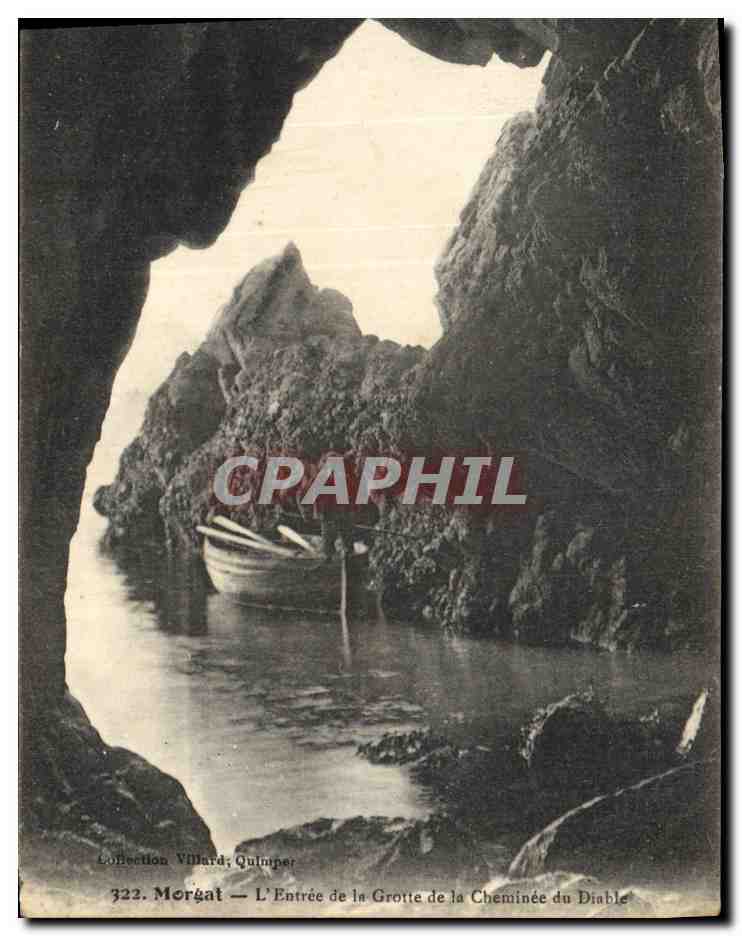 Entrée de la Grotte de la Cheminée du Diable — Morgat — Collection Villard; Quimper, n°322