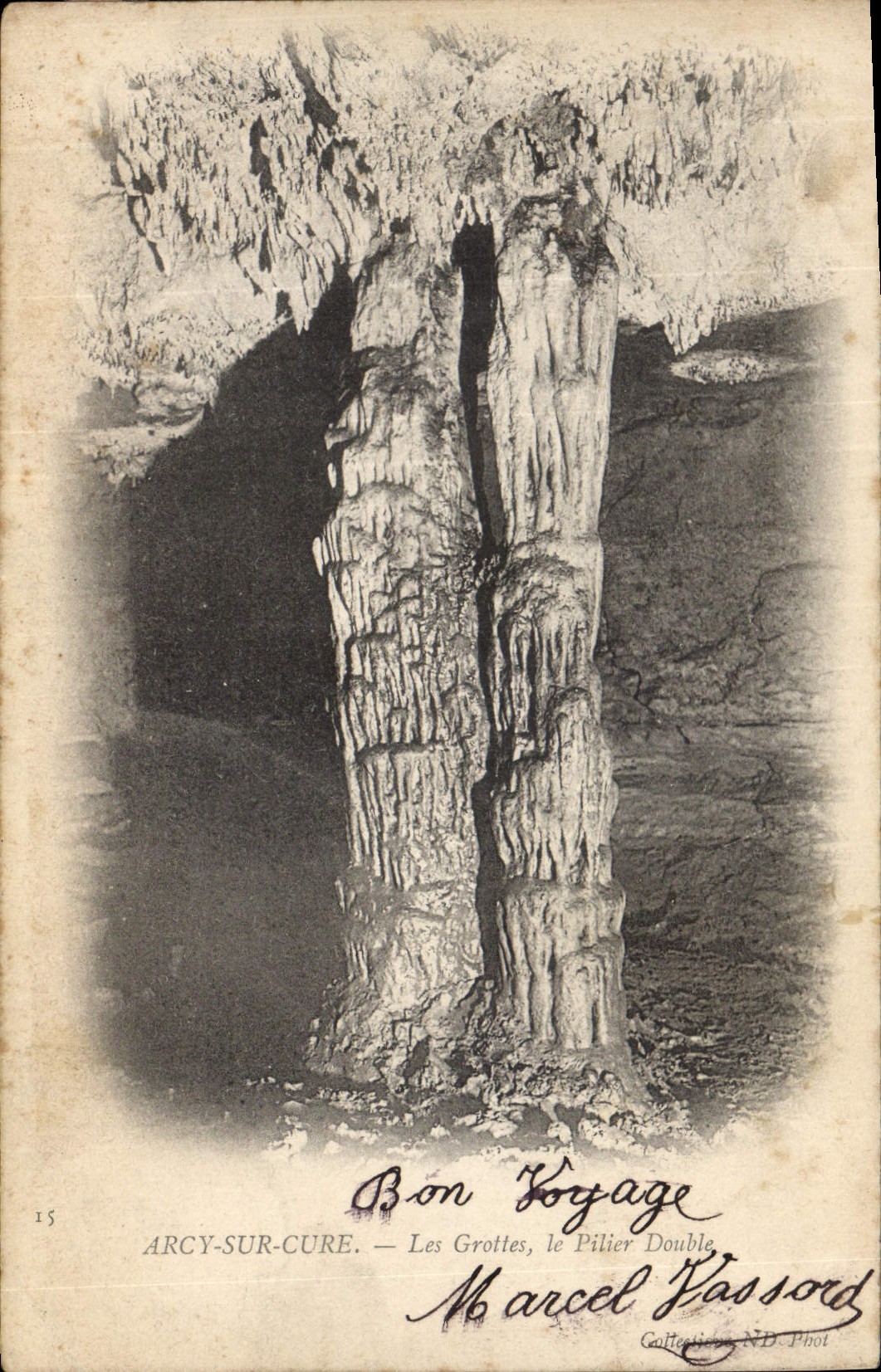 Arcy-sur-Cure — Les Grottes, le Pilier Double — Marcel Passard, Collection ND. Phot, n°15