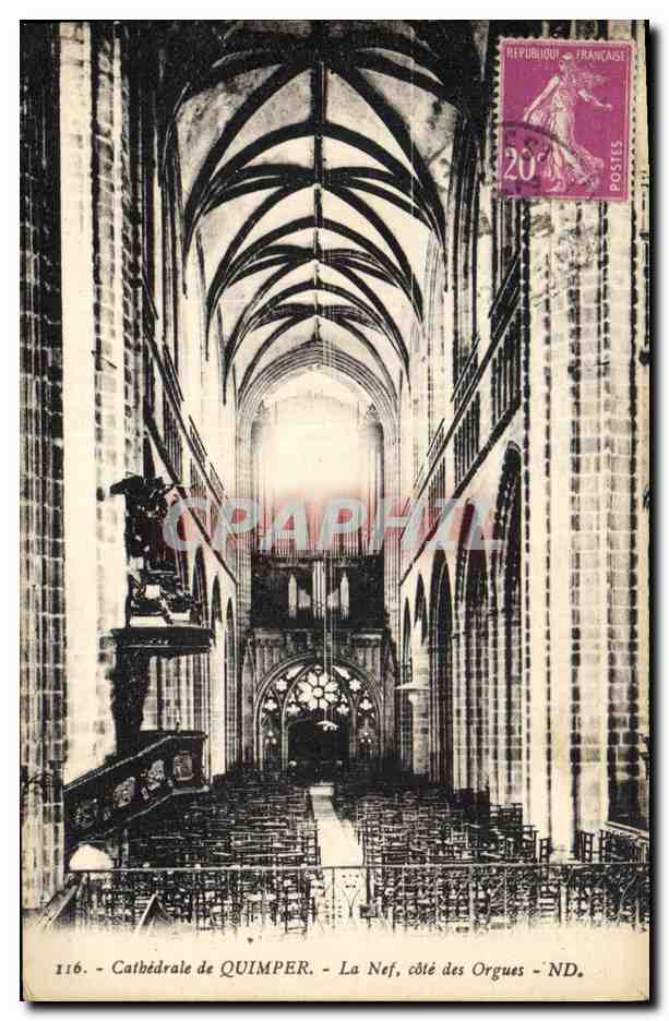 CPA Orgue Cathedrale de Quimper La nef Cote des orgues