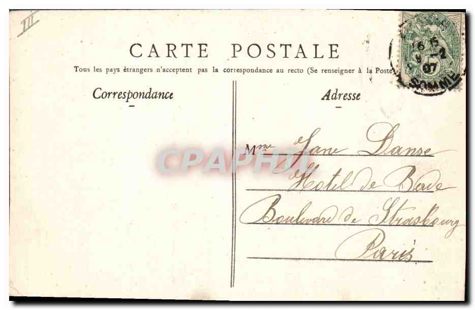 CPA Amiens Le Palais de Justice  — Verso