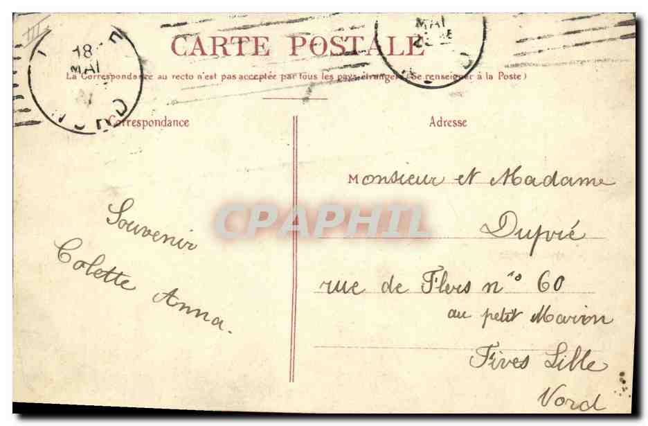 CPA Amiens Le Palais de Justice  — Verso
