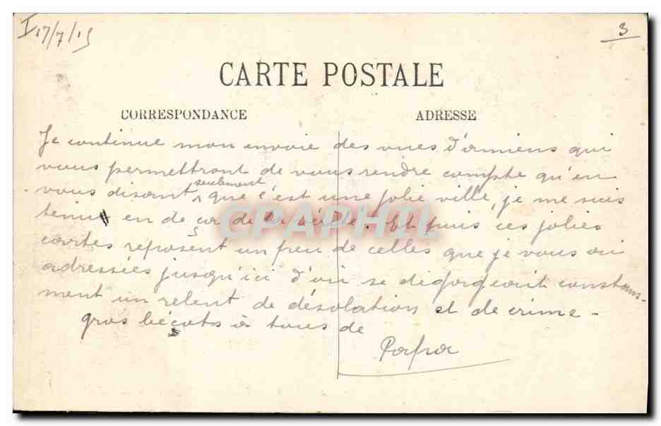 CPA Amiens La Cour d'Appel et la cathedrale  — Rückseite