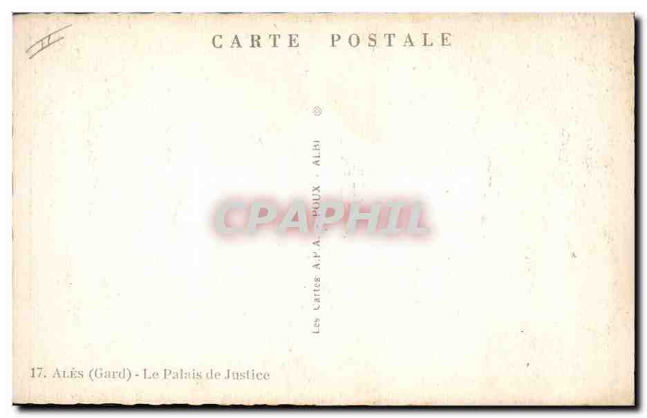 CPA Ales Le Palais de Justice  — Rückseite