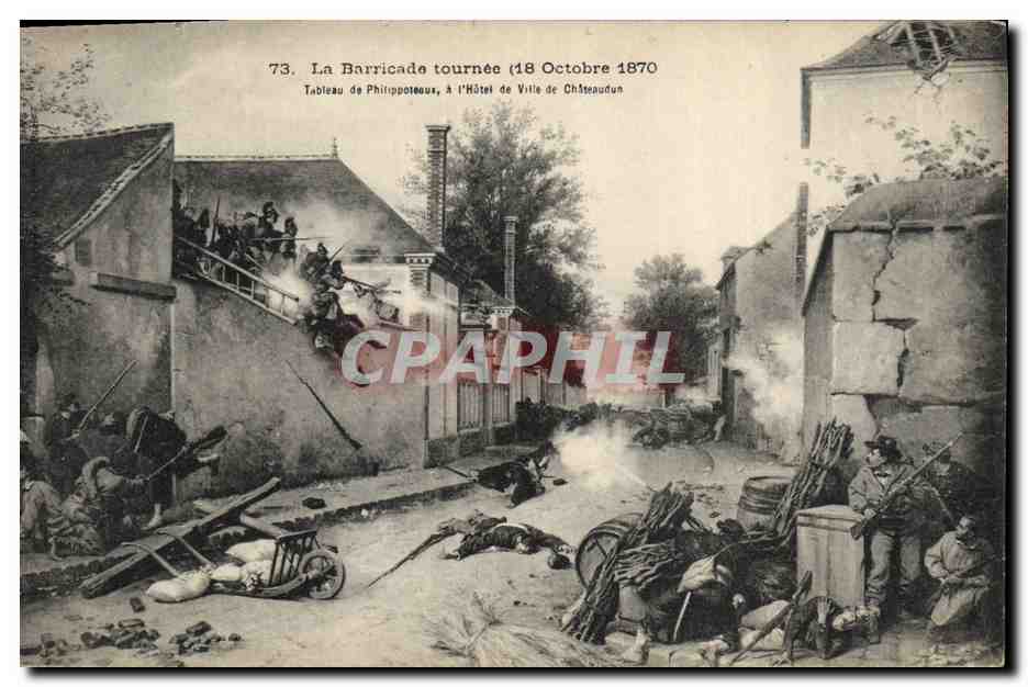 CPA Militaria Guerre de 1870 La barricade tournee 