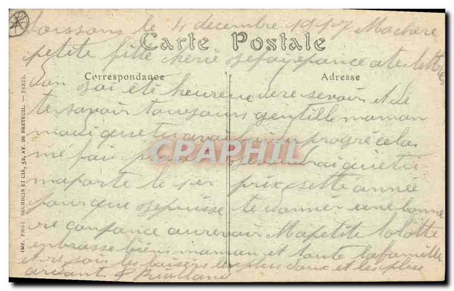 CPA Militaria Guerre de 1870 Soissons Monument eleve a la memoire des combattants de 1870 — Rückseite