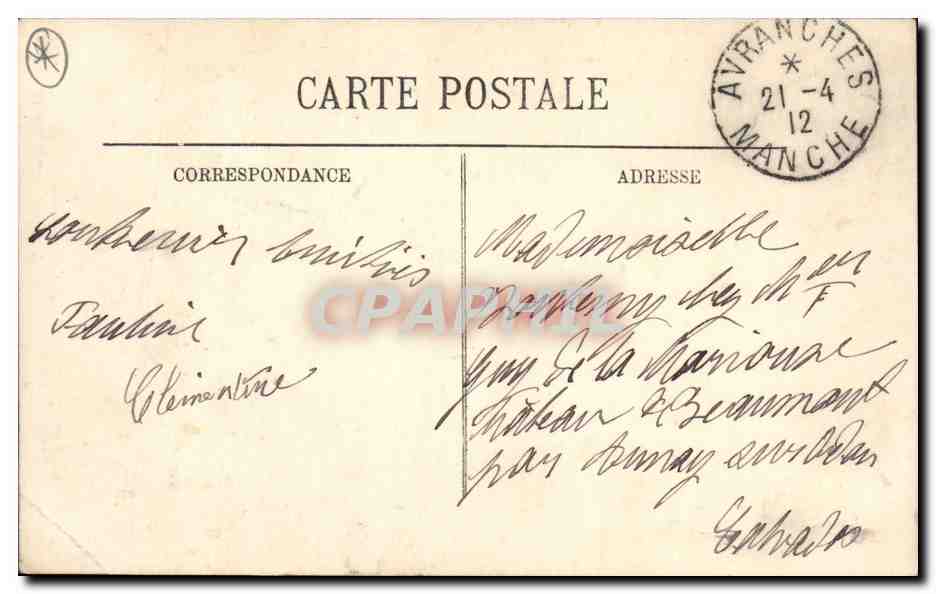 Avranches — Le Monument du Souvenir — éditeur CPAPHIL, n°10 — Verso
