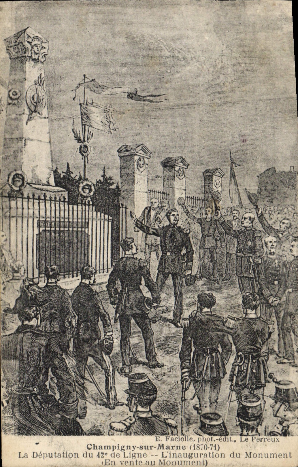 Champigny-sur-Marne — L'inauguration du Monument (1870-71) — E. Faciolle, phot.-édit., Le Perreux