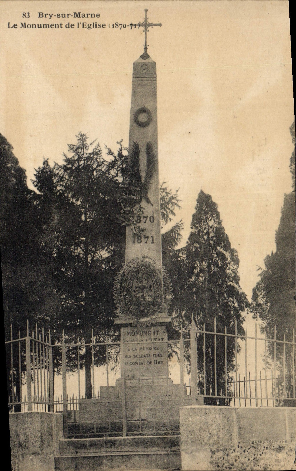 Bry-sur-Marne — Monument to soldiers killed in 1870-1871 — unidentified publisher, no. 83