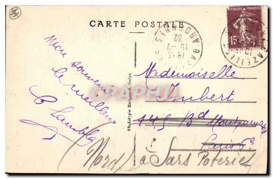 Vintage Postcard Military 1870 War Sedan Floing the oak was broken or where about 3000 French and German soldiers were buried — Back