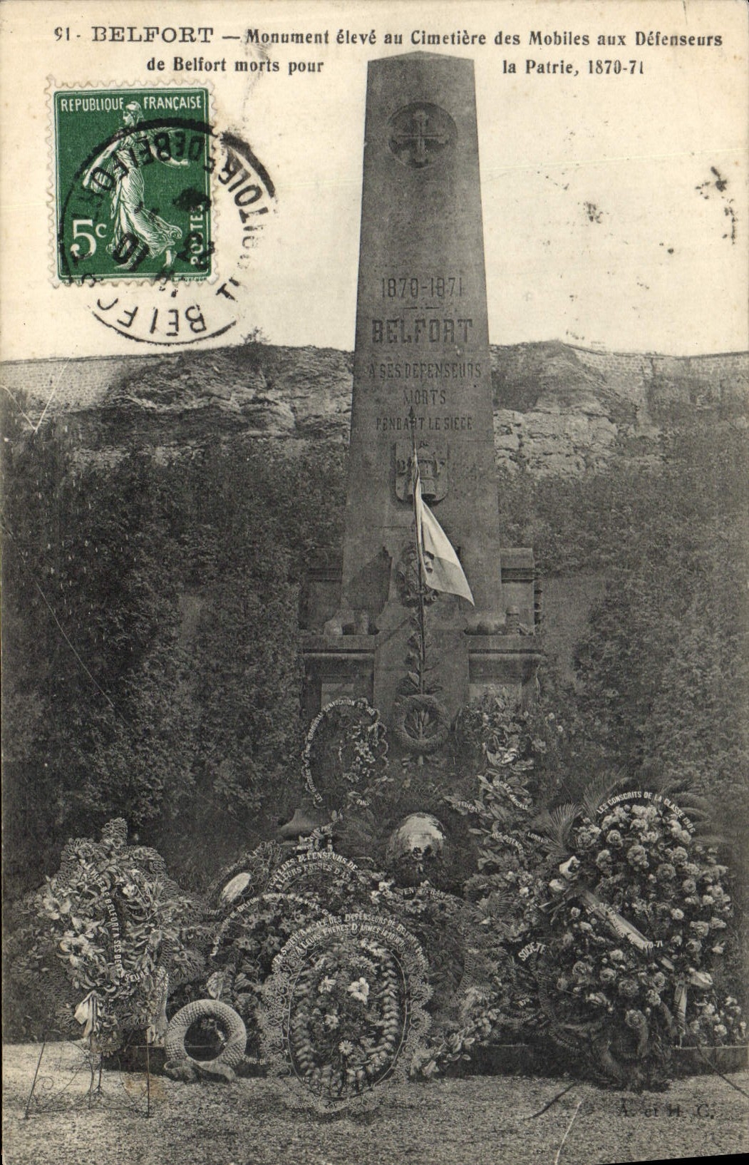 Belfort — Monument élevé au Cimetière des Mobiles aux Défenseurs de la Patrie, 1870-71