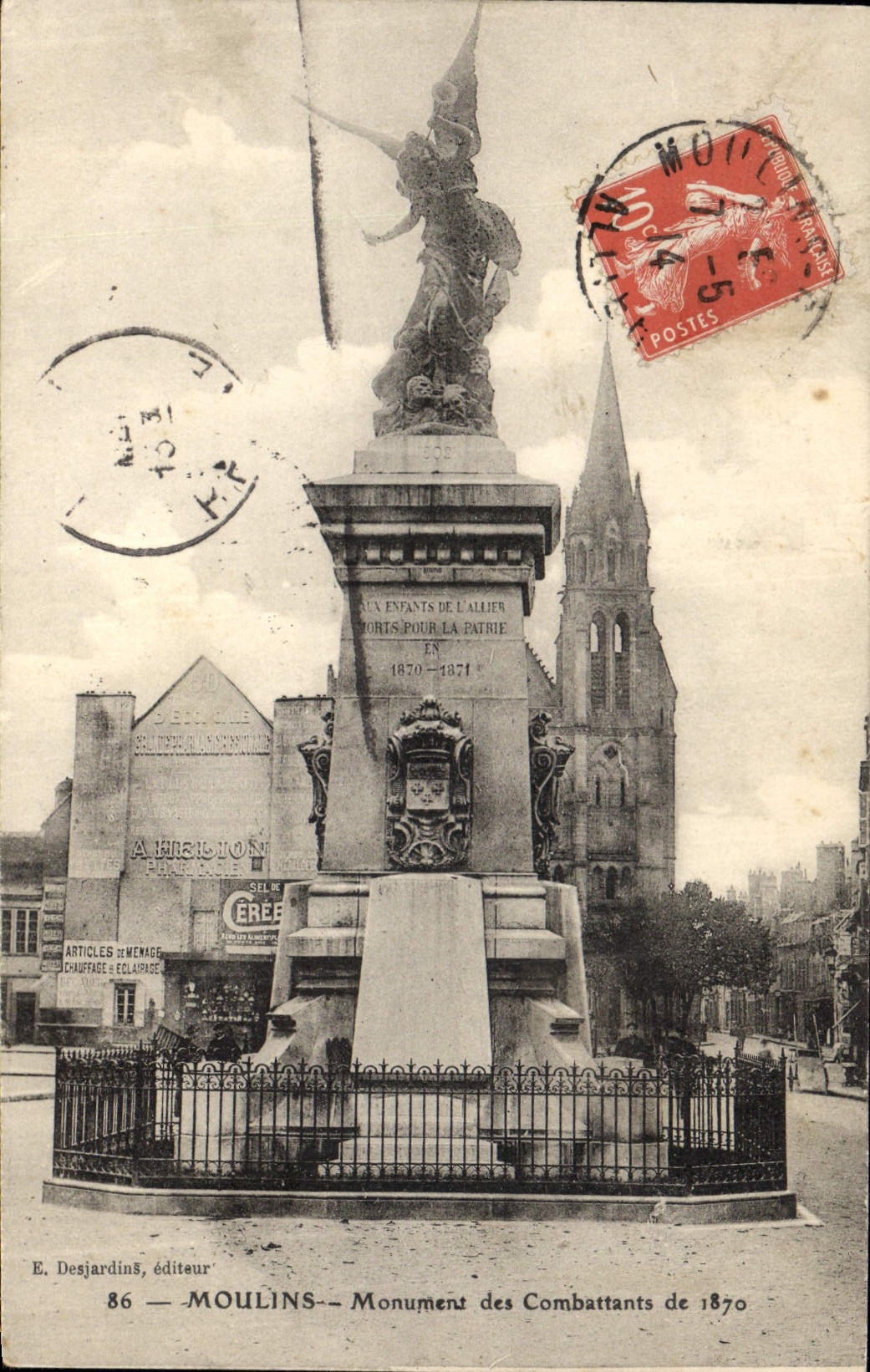Moulin — Monument to the Combatants of 1870 — E. Desjardins, publisher