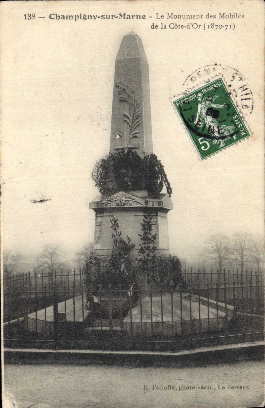 Champigny-sur-Marne — The Monument of the Mobiles of Côte-d'Or (1870-71) — E. Faciolle, photo-publisher, Le Perreux