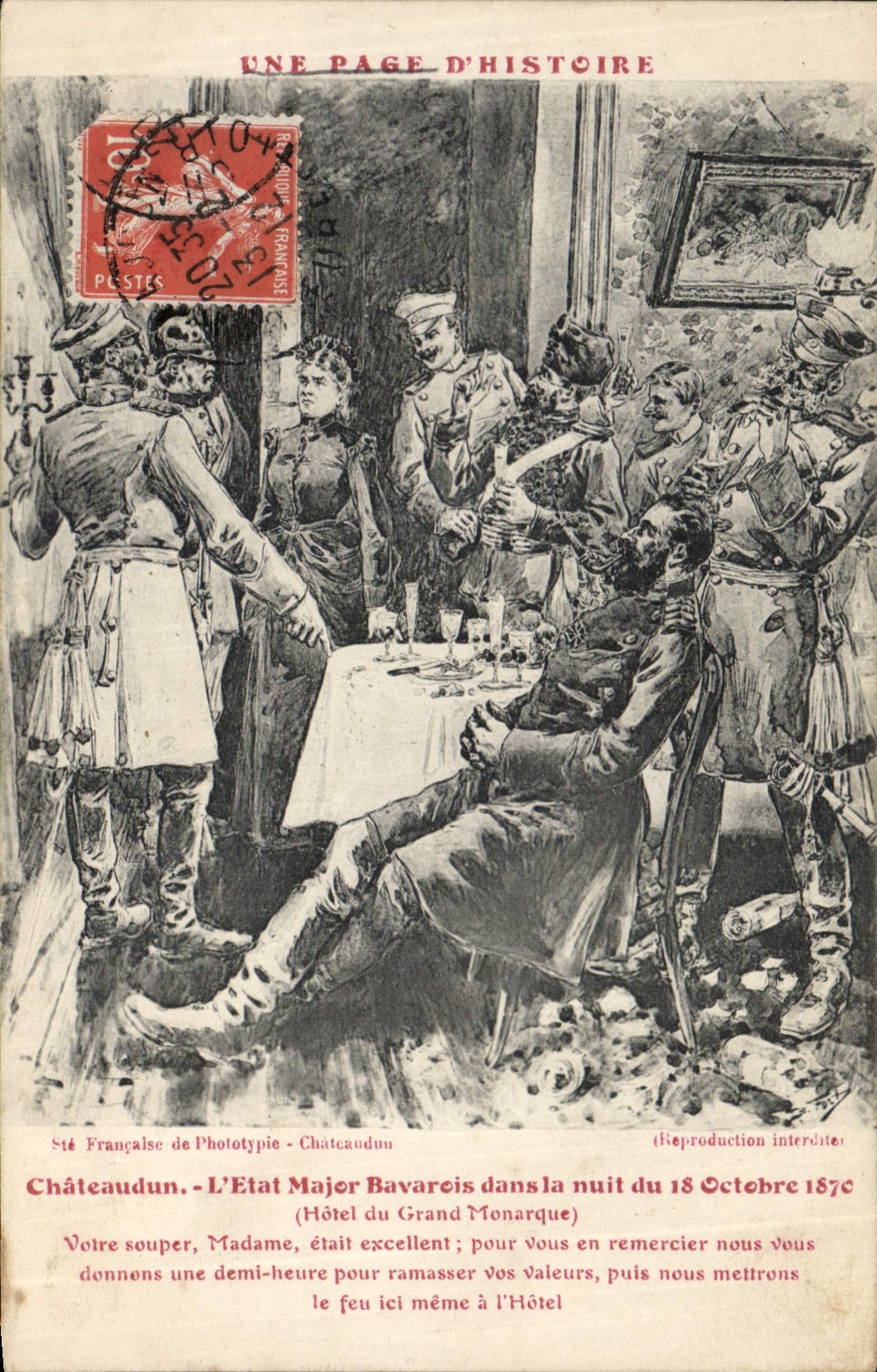 L'État Major Bavarois à Châteaudun — nuit du 18 Octobre 1870 — Sté Française de Phototypie, Châteaudun