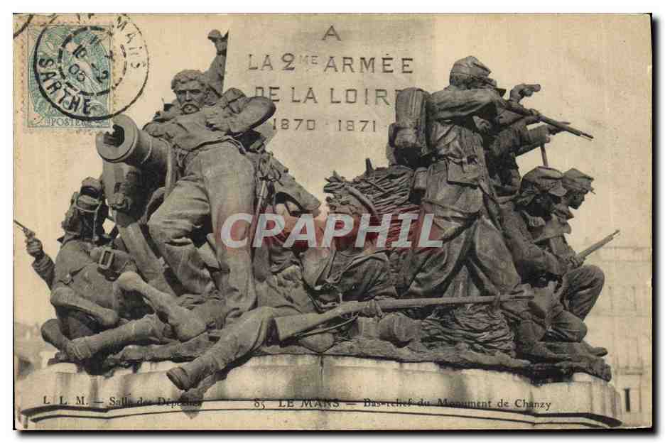 Monument de Chanzy — Bas-relief du Monument de Chanzy — LE MANS — L. L. M. — Salle des Dépêches