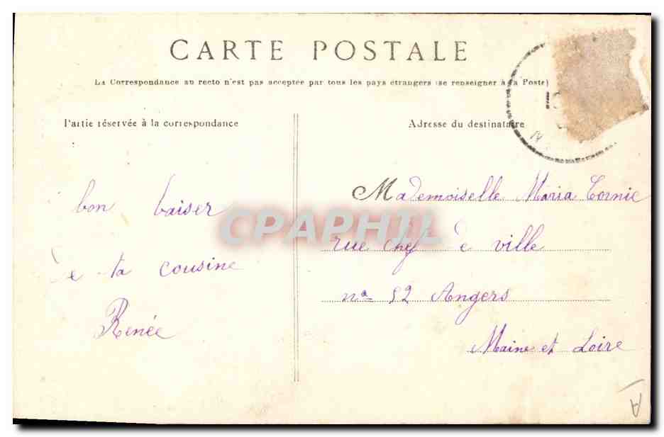 CPA Folklore Jeune homme d'Elliant — Verso