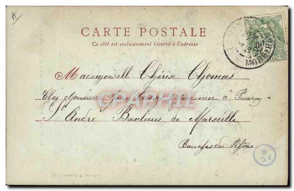 CPA Folklore Bourg de Batz Costumes de paludiers — Verso
