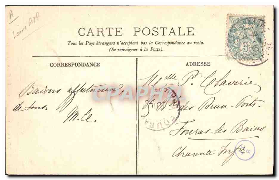 CPA Folklore Batz Costumes de paludiers Un galant paludier — Verso