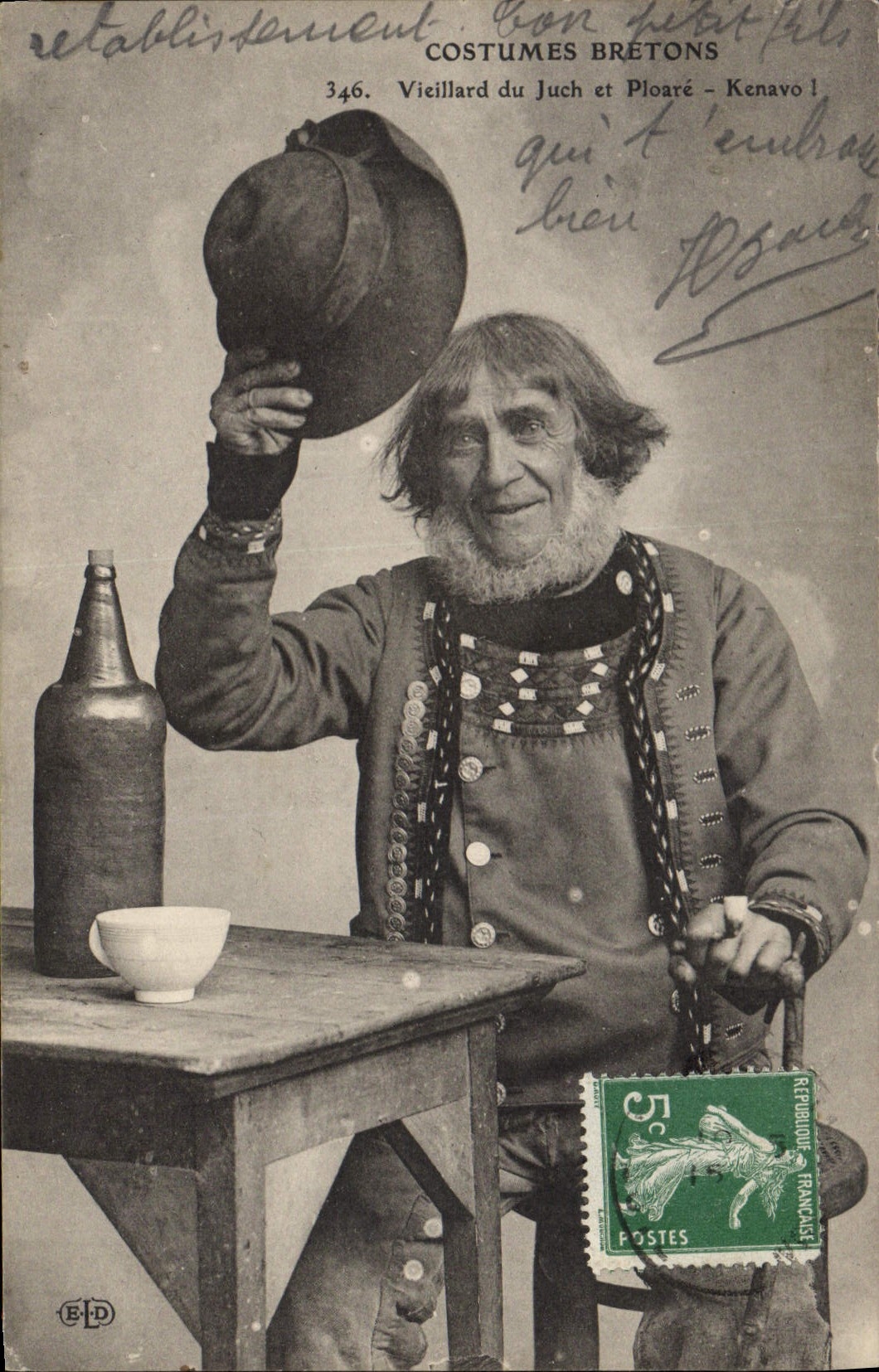 CPA Folklore Vieillard de Juch et Ploare Kenavo
