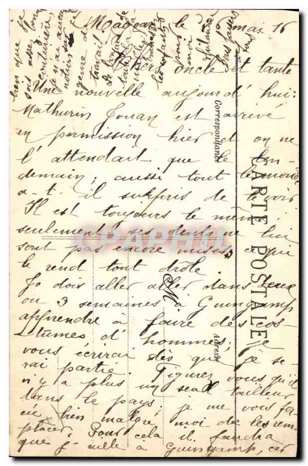 CPA Folklore Chateauneuf a Huelgoat  — Verso