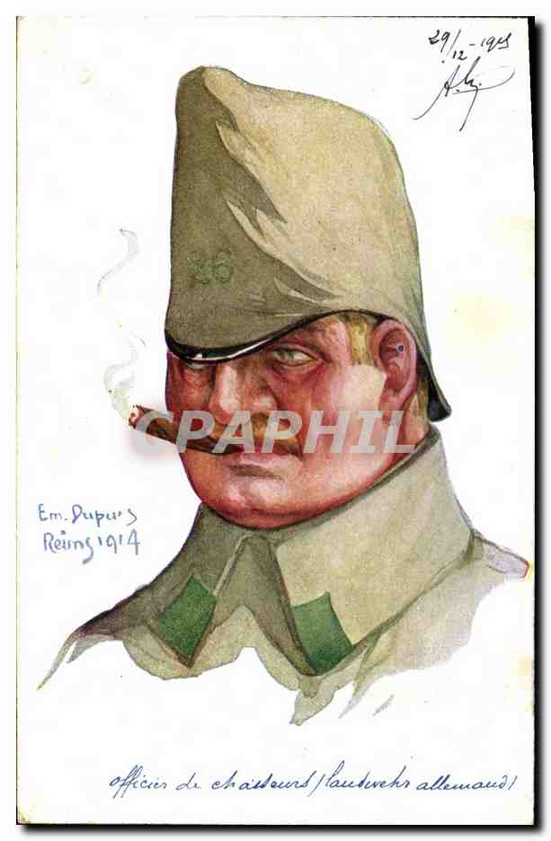 CPA Fantaisie Illustrateur Dupuis Militaria Officier de chasseurs Landwehr allemand