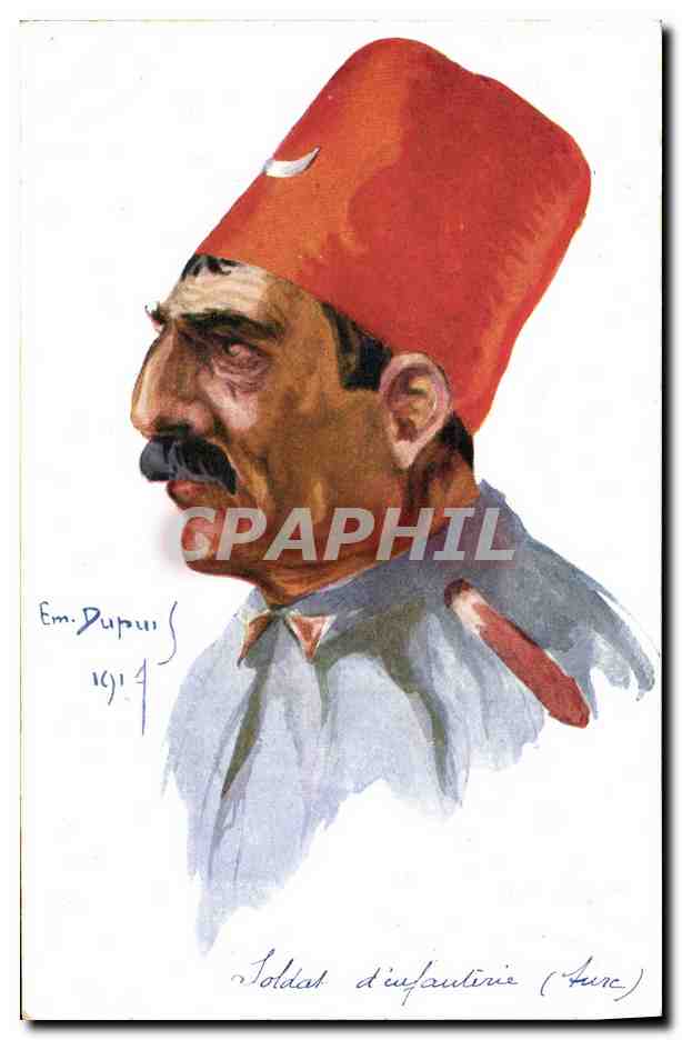 CPA Fantaisie Illustrateur Dupuis Militaria Soldat d'infanterie Turc Turquie Turkey