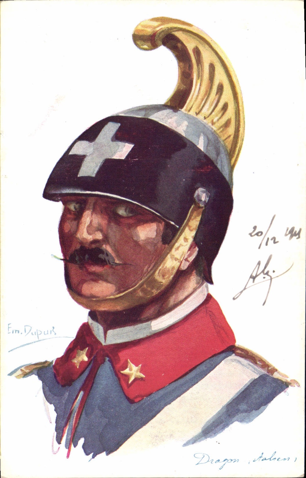 CPA Fantaisie Illustrateur Dupuis Militaria Dragon italien 
